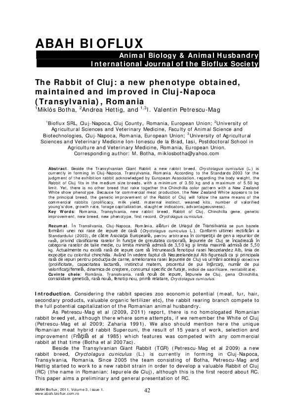 (PDF) The Rabbit of Cluj: a new phenotype obtained, maintained and ...