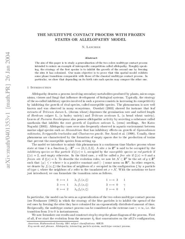 (PDF) Multitype Contact Process with Frozen states