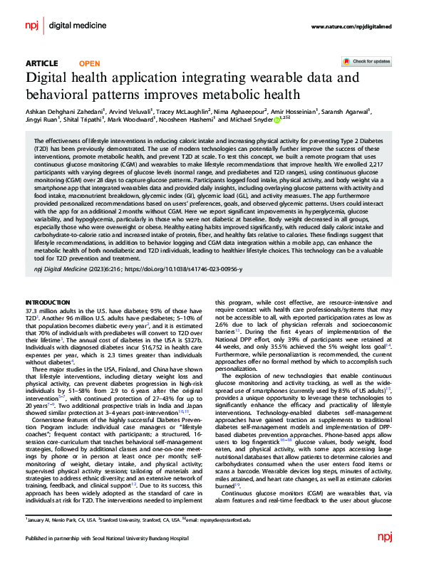 (PDF) Digital health application integrating wearable data and ...