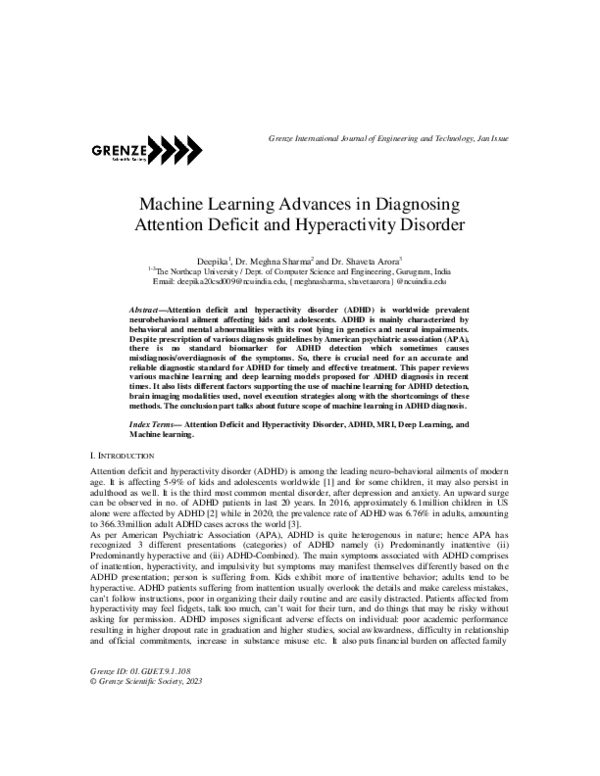(PDF) Machine Learning Advances in DiagnosingAttention Deficit and ...