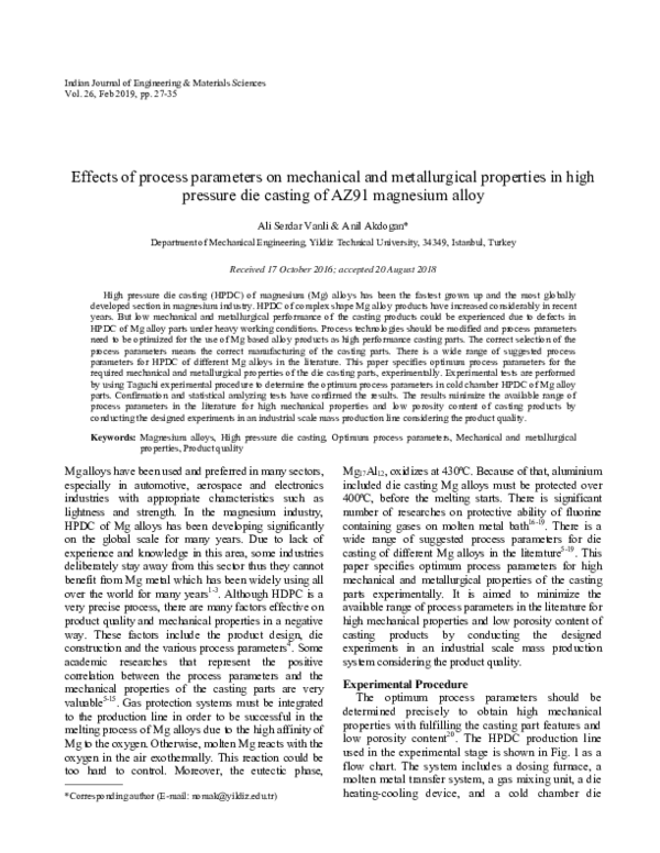 (PDF) Effects of process parameters on mechanical and metallurgical ...
