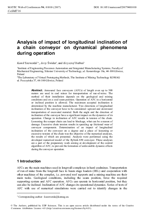 (PDF) Analysis of impact of longitudinal inclination of a chain ...