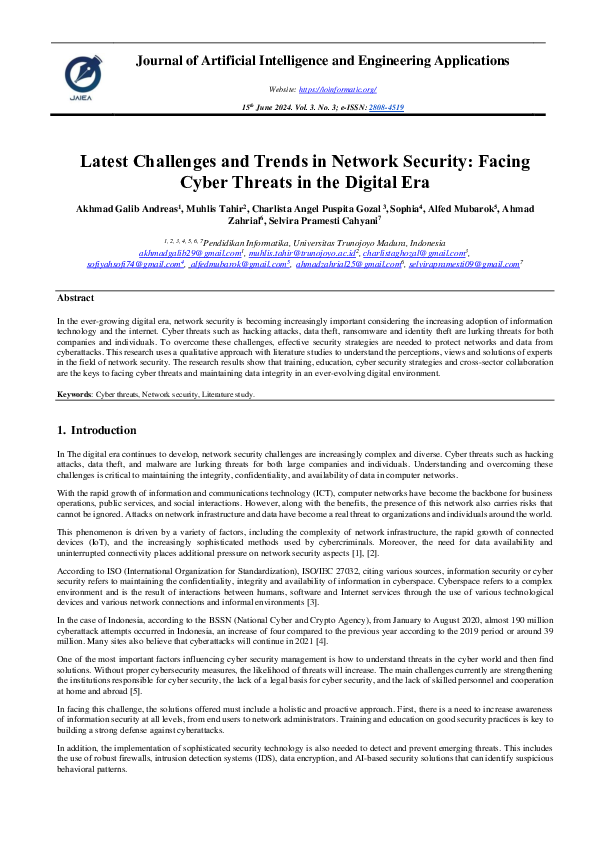 (PDF) Latest Challenges and Trends in Network Security: Facing Cyber ...
