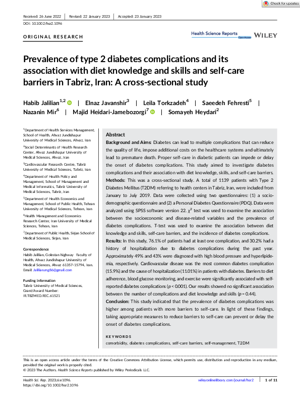 (PDF) Prevalence of type 2 diabetes complications and its association ...