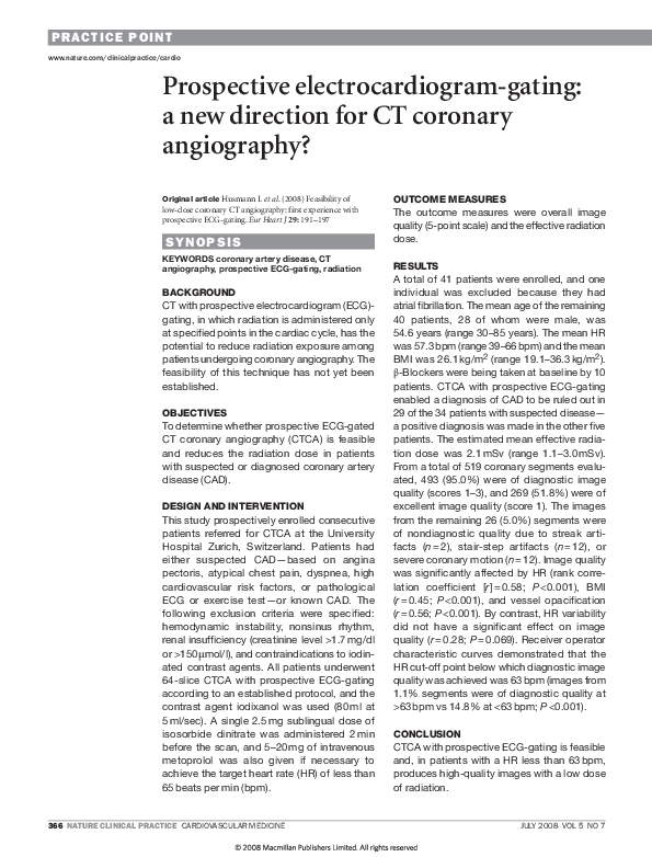 (PDF) Prospective electrocardiogram-gating: a new direction for CT ...