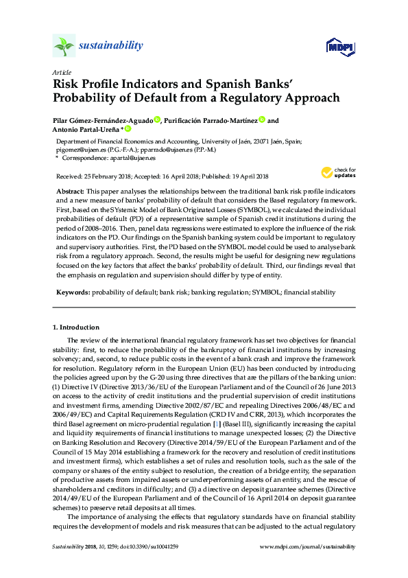 (PDF) Risk Profile Indicators and Spanish Banks’ Probability of Default ...
