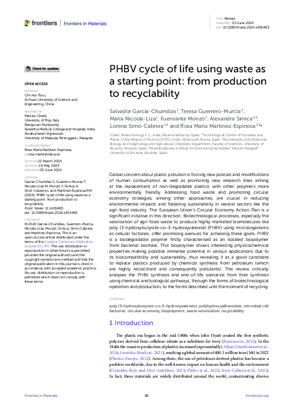 (PDF) PHBV cycle of life using waste as a starting point: from ...