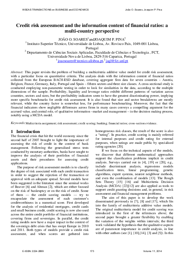 (PDF) Credit risk assessment and the information content of financial ...