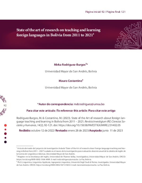 (PDF) State of the art of research on teaching and learning foreign ...