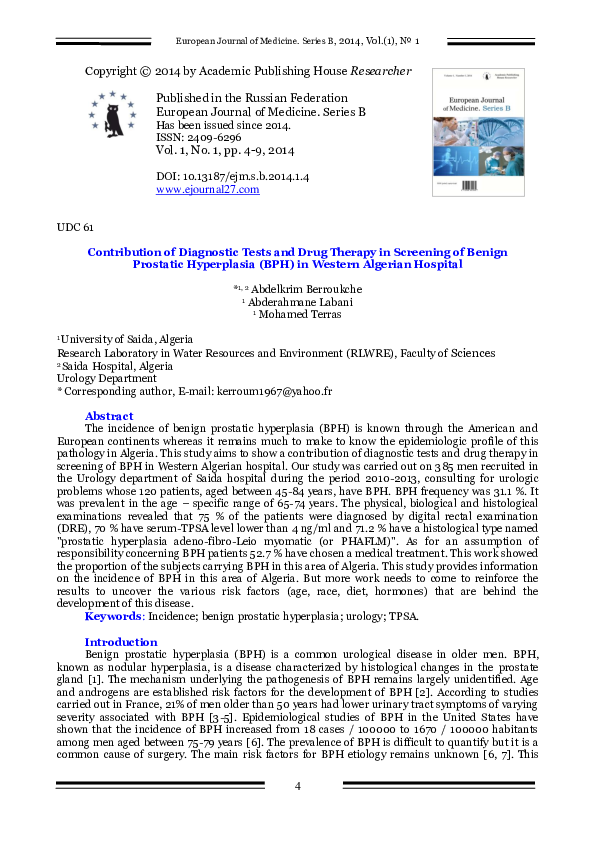 (PDF) Contribution of Diagnostic Tests and Drug Therapy in Screening of ...