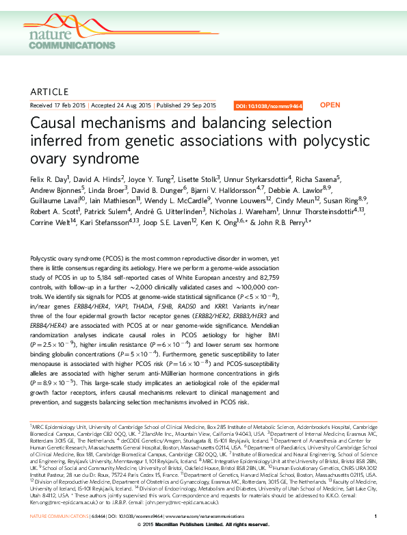 (PDF) Causal mechanisms and balancing selection inferred from genetic ...