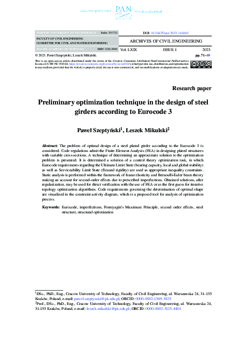 (PDF) Preliminary optimization technique in the design of steel girders ...