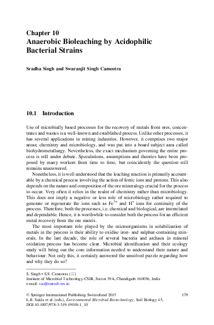 (PDF) Anaerobic Bioleaching by Acidophilic Bacterial Strains