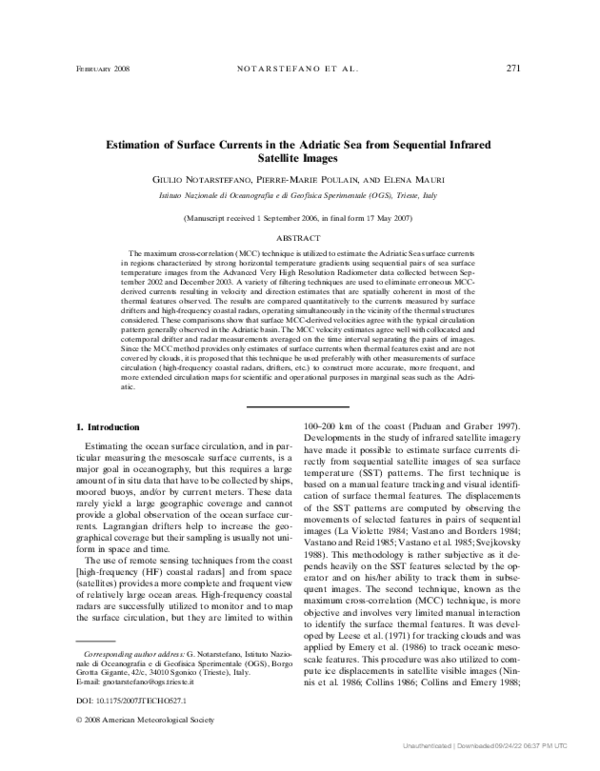 (PDF) Estimation of Surface Currents in the Adriatic Sea from ...