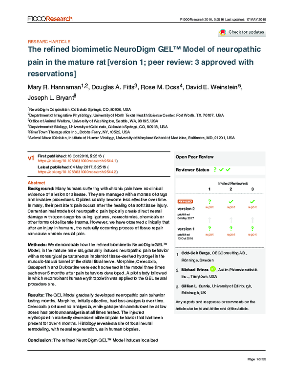(PDF) The refined biomimetic NeuroDigm GEL™ Model of neuropathic pain ...