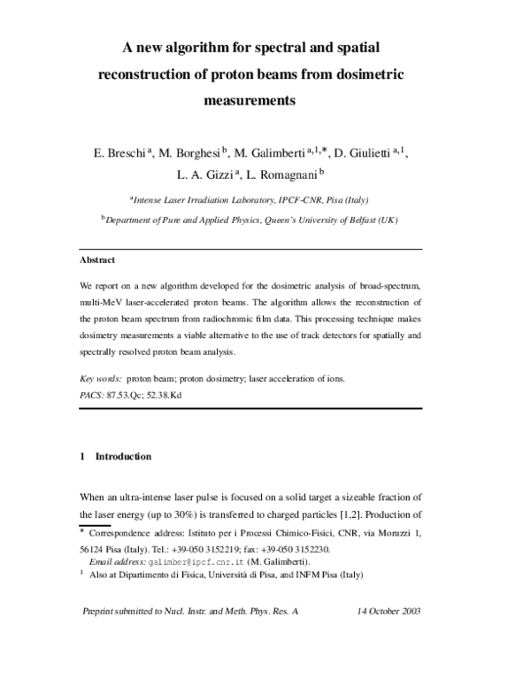 (PDF) A new algorithm for spectral and spatial reconstruction of proton ...