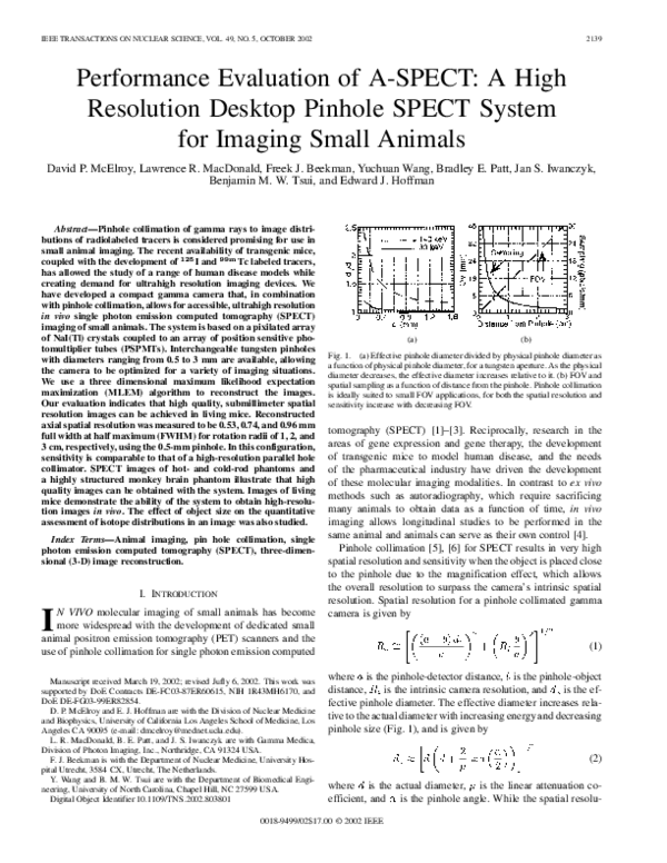 (PDF) Performance evaluation of A-SPECT: a high resolution desktop ...