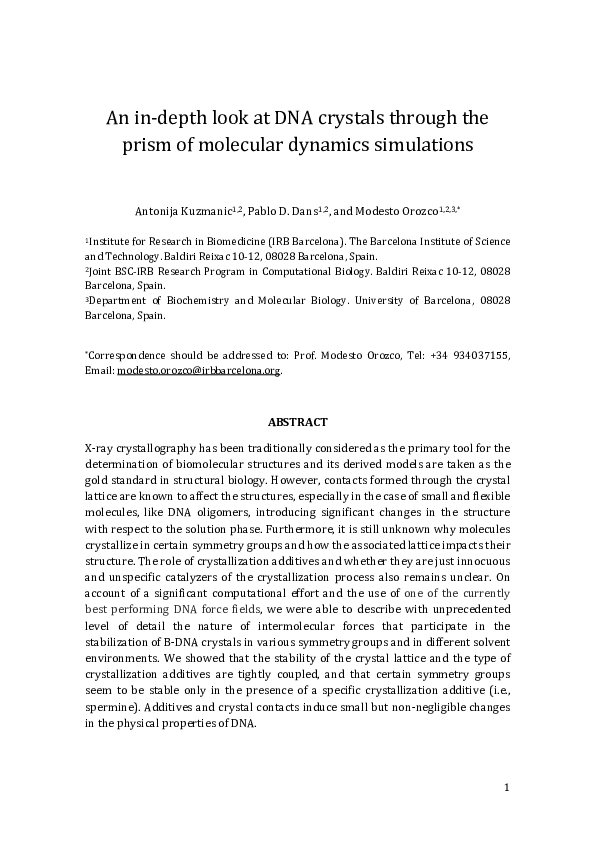 (PDF) An In-Depth Look at DNA Crystals through the Prism of Molecular ...