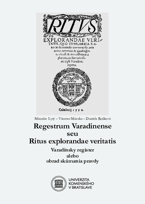 (PDF) Regestrum Varadinense seu Ritus explorandae veritatis. Varadínsky ...