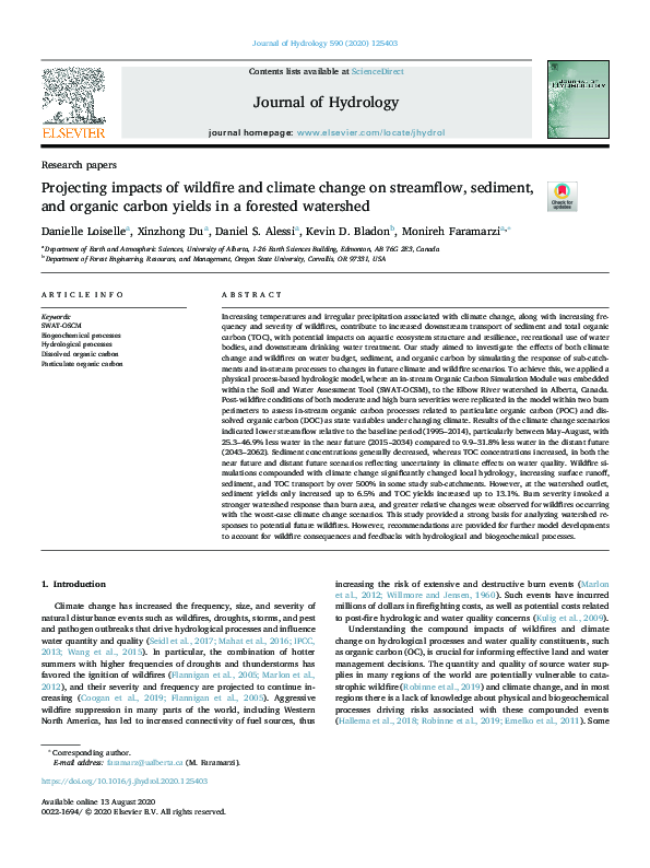 (PDF) Projecting impacts of wildfire and climate change on streamflow ...