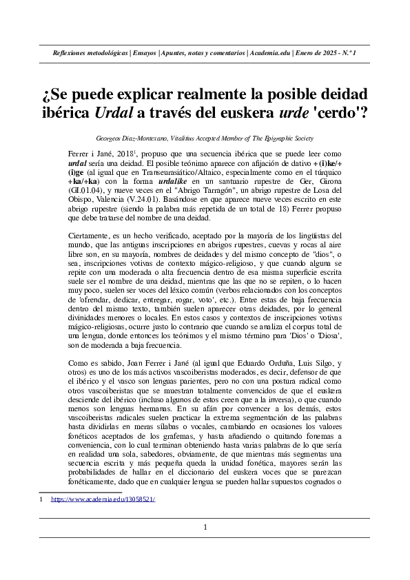 (PDF) ¿Se puede explicar realmente la posible deidad ibérica urdal a ...