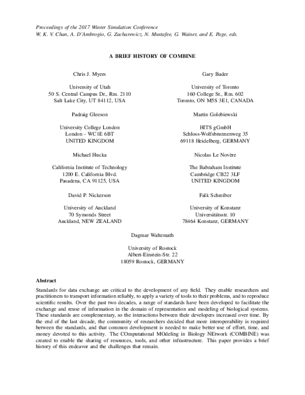 (PDF) A brief history of COMBINE