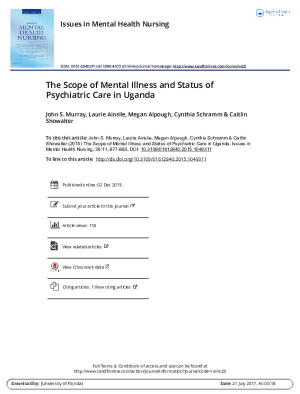 (PDF) The Scope of Mental Illness and Status of Psychiatric Care in Uganda