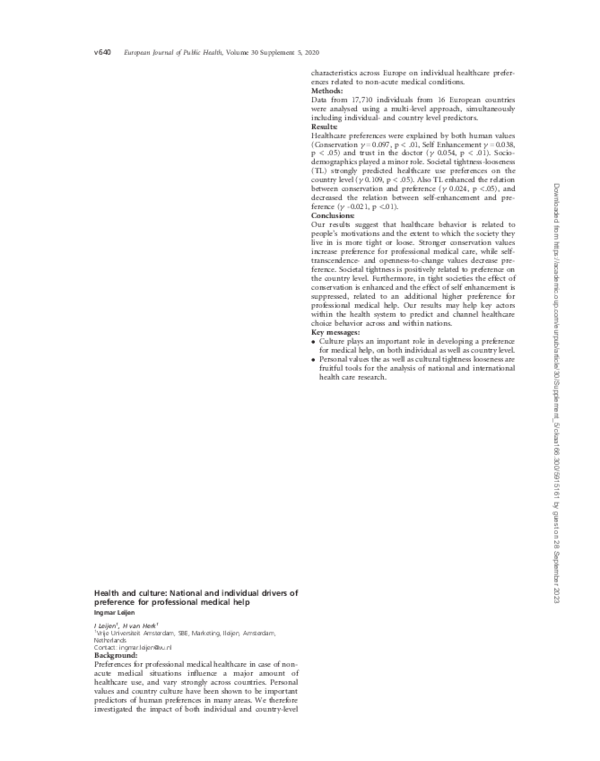 (PDF) Health and culture: National and individual drivers of preference ...