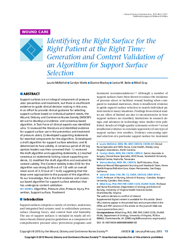 (PDF) Identifying the right surface for the right patient at the right ...