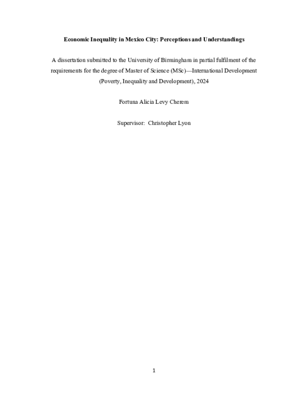 (PDF) Economic Inequality in Mexico City: Perceptions and Understandings