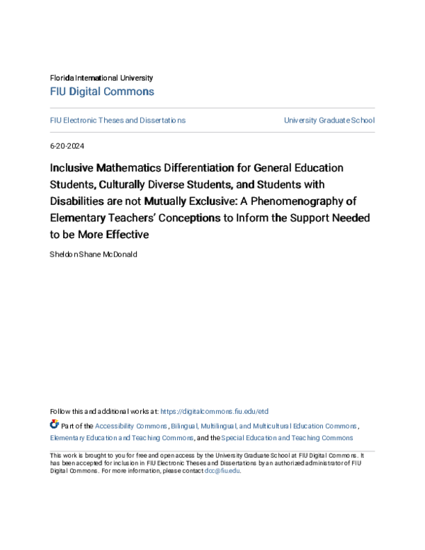 (PDF) INCLUSIVE MATHEMATICS DIFFERENTIATION FOR GENERAL EDUCATION ...