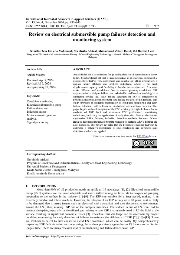 (PDF) Review on electrical submersible pump failures detection and ...