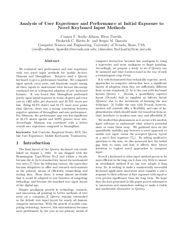 (PDF) Analysis of User Experience and Performance at Initial Exposure ...