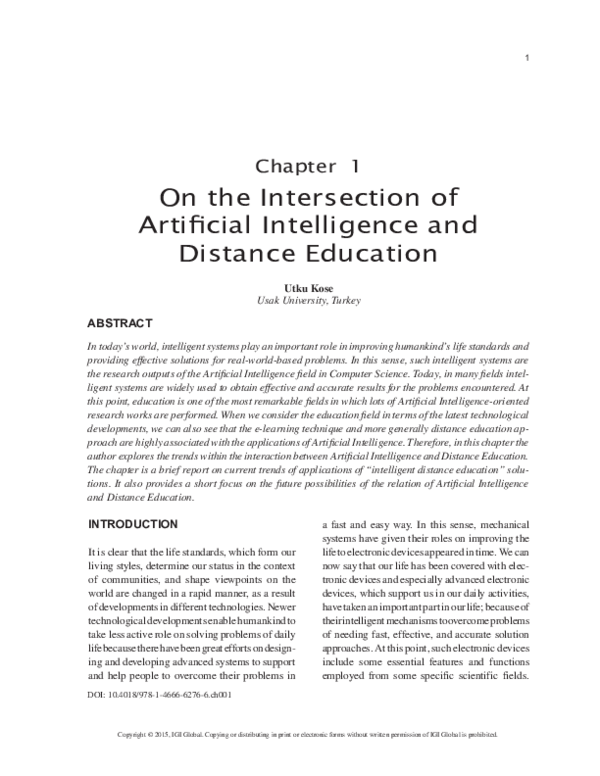 (PDF) On the Intersection of Artificial Intelligence and Distance Education