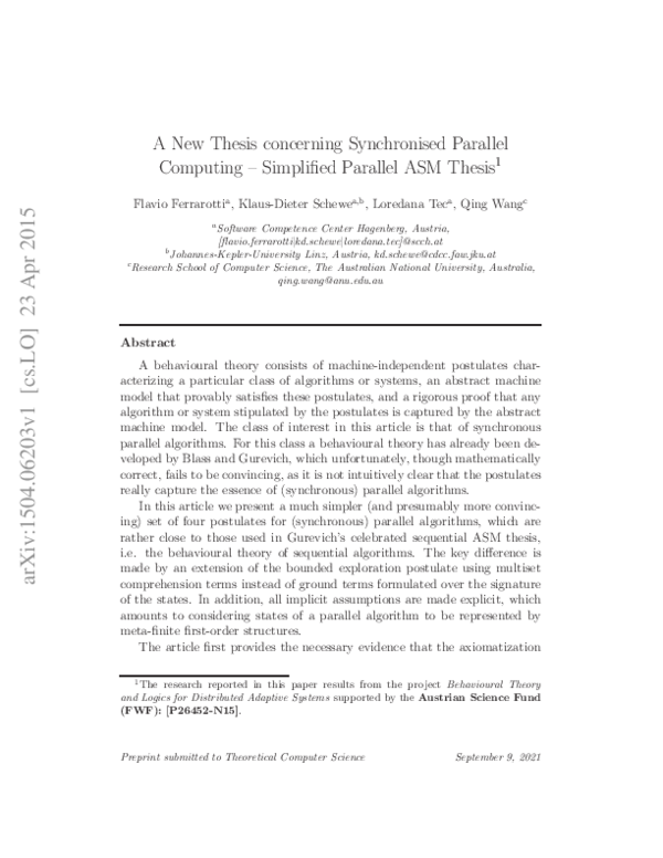 (PDF) A new thesis concerning synchronised parallel computing ...