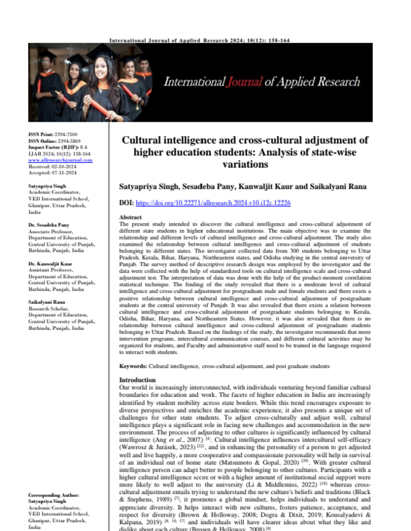 (PDF) Cultural intelligence and cross-cultural adjustment of higher ...