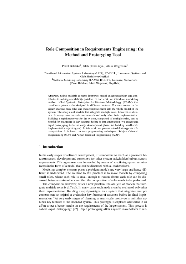 (PDF) Role Composition in Requirements Engineering: the Method and ...