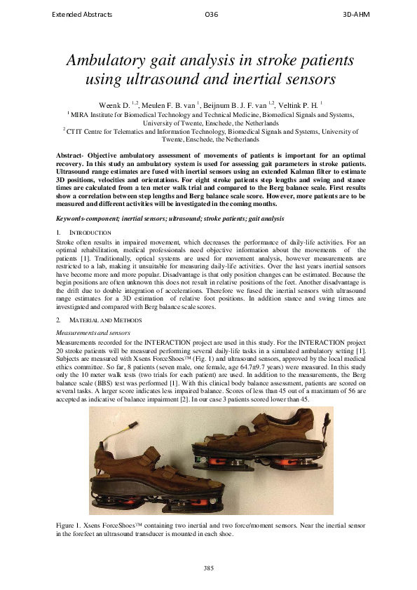 (PDF) Ambulatory gait analysis in stroke patients using ultrasound and ...