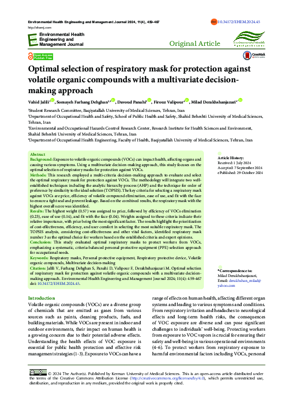 (PDF) Optimal selection of respiratory mask for protection against ...