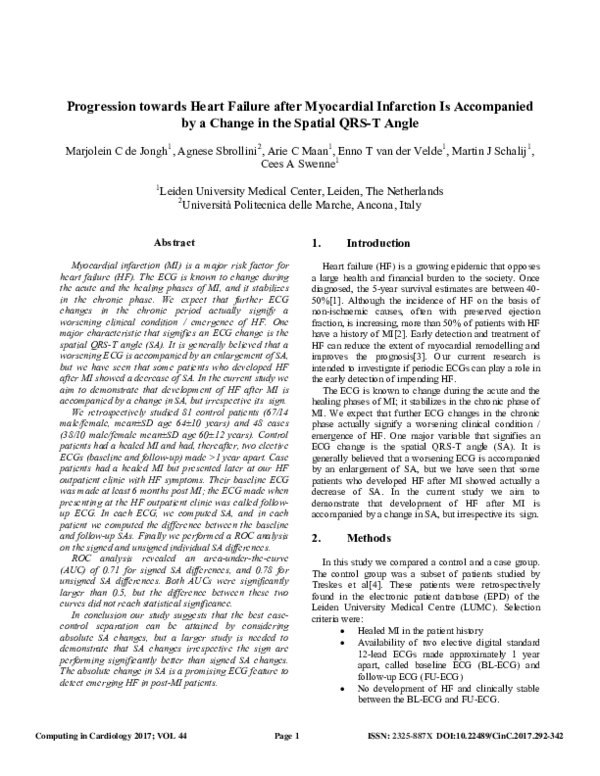 (PDF) Progression towards Heart Failure after Myocardial Infarction Is ...