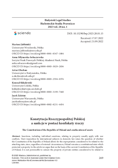 (PDF) The Constitution of the Republic of Poland and confiscation of assets
