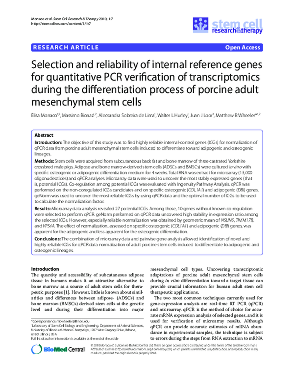 (PDF) Selection and reliability of internal reference genes for ...