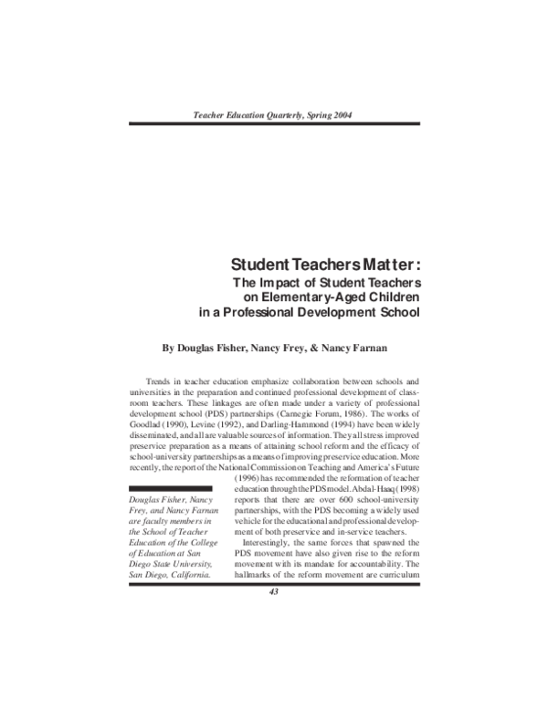 (PDF) Student Teachers Matter: The Impact of Student Teachers on ...