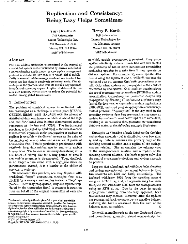 (PDF) Replication and consistency