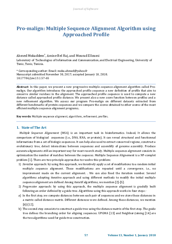 (PDF) Pro-malign: Multiple Sequence Alignment Algorithm using ...