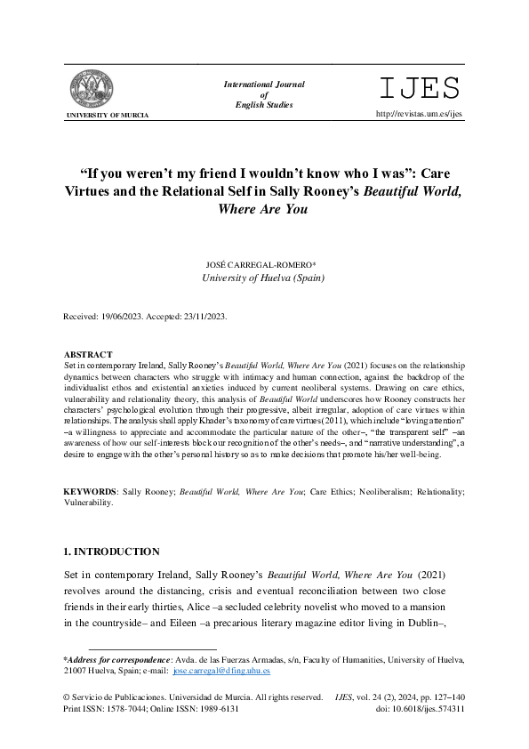 (PDF) "If you weren't my friend I wouldn't know who I was": Care ...