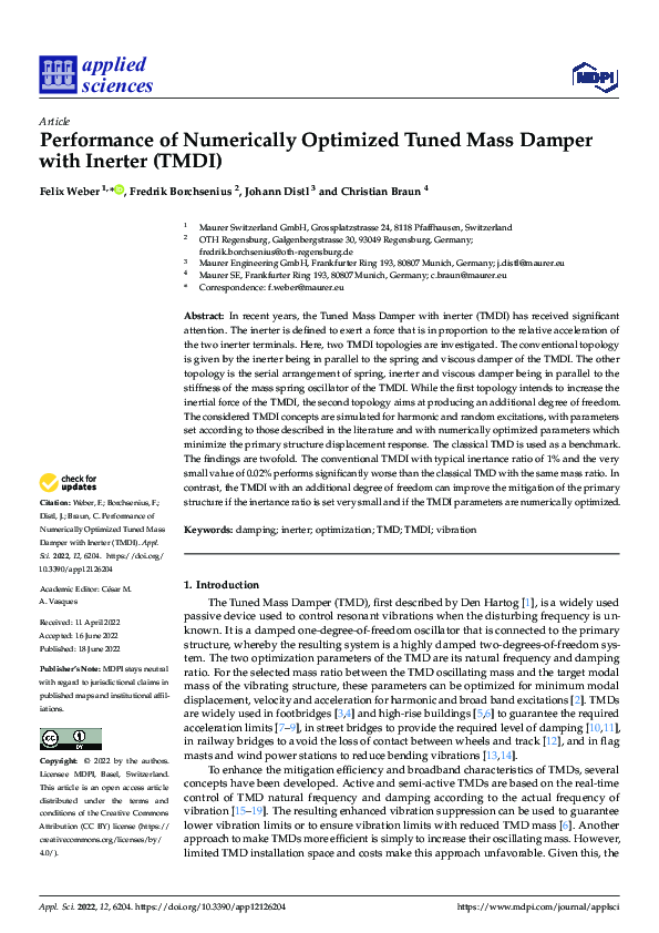 (PDF) Performance of Numerically Optimized Tuned Mass Damper with ...