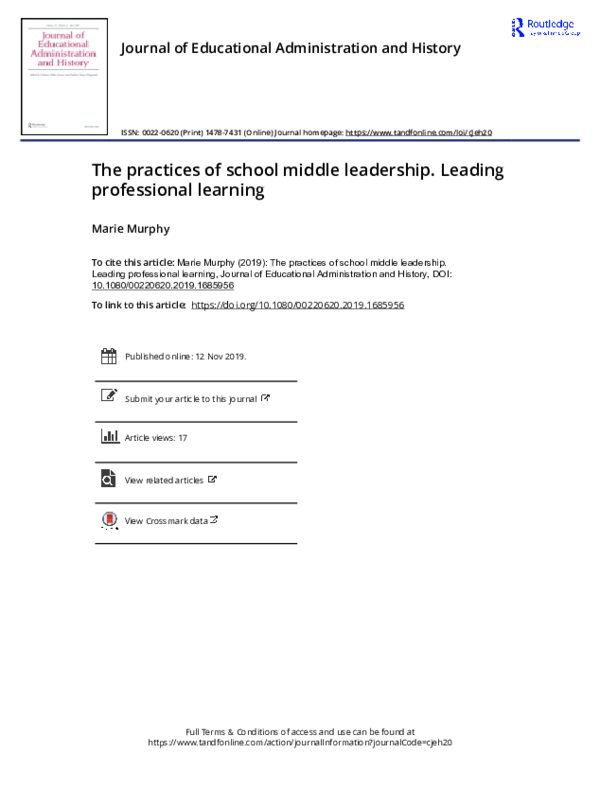 (PDF) The Practices of School Middle Leadership: Leading Professional ...