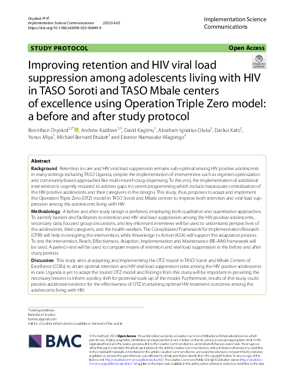(PDF) Improving retention and HIV viral load suppression among ...