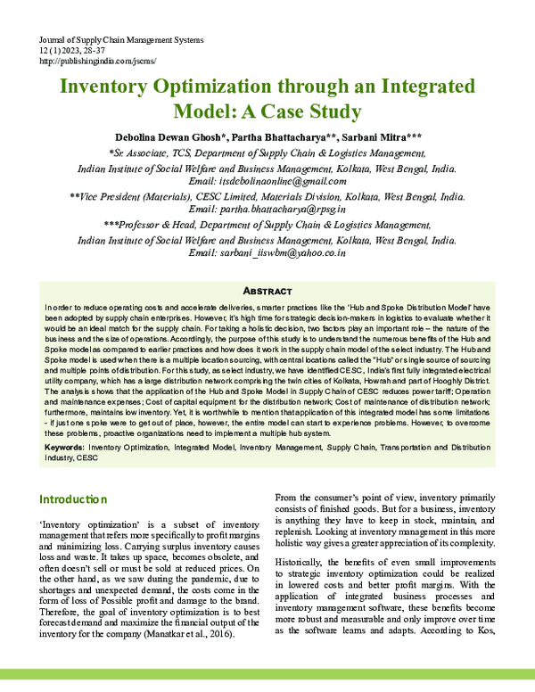 (PDF) Inventory Optimization through an Integrated